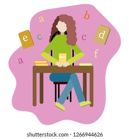Self-education for lifestyle design. Online library, self-education, reading books. Reading books. Study concept. Female self improvement. Learn set.