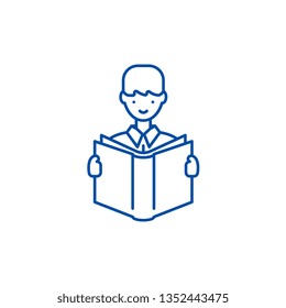 Selfeducation line icon concept. Selfeducation flat  vector symbol, sign, outline illustration.