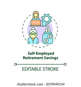 Self-employed Retirement Savings Concept Icon. Retirement Plan Option Abstract Idea Thin Line Illustration. Independent Contractors Account. Vector Isolated Outline Color Drawing. Editable Stroke