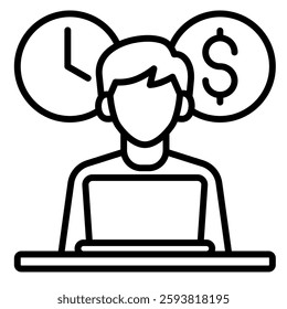 Self-Employed Worker icon line vector illustration