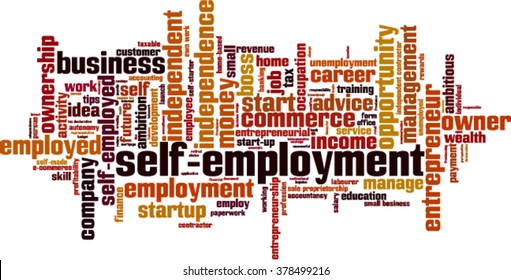 Self-employment word cloud concept. Vector illustration