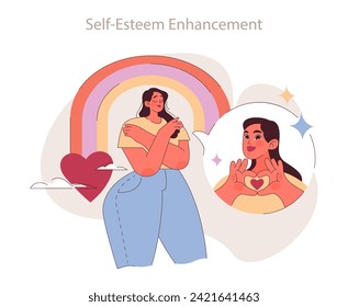 Self-Esteem Enhancement concept. Celebrating self-worth with positive affirmations. Embracing individuality through self-love.