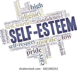 Selfesteem Vector Illustration Word Cloud Isolated Stock Vector 