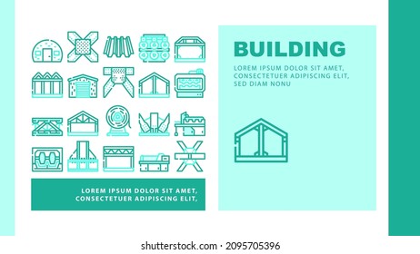 Webpage Header Banner für selbstRahmung von Metallbauelementen, Vektor-Haus-Metallbearbeitung und Brückenbau, Illustration von industriellen Produktionsmaschinen