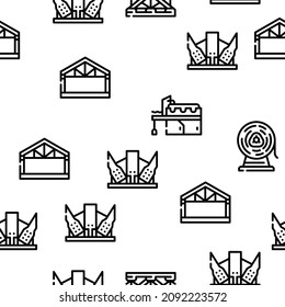 Self-framing Metallic Building Vector Seamless Pattern Thin Line Illustration