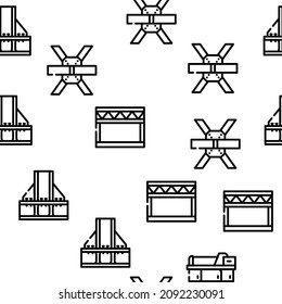 Self-framing Metallic Building Vector Seamless Pattern Thin Line Illustration