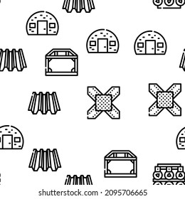 Self-framing Metallic Building Vector Seamless Pattern Thin Line Illustration