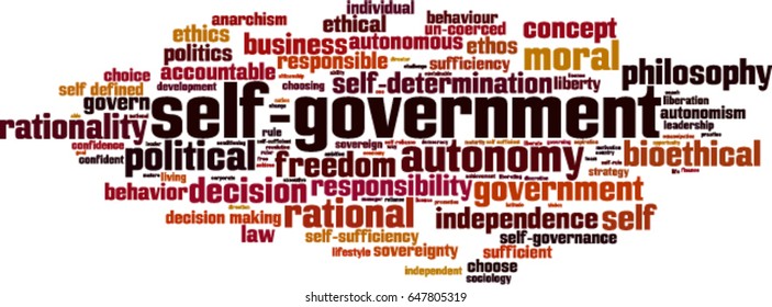 Self-government word cloud concept. Vector illustration