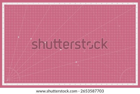 Self-healing Cutting Mat Vector Illustration. Craft board with a grid and measurement scale for sewing, quilting, and patchwork projects