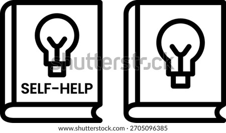 Self-Help Book Genre Icon Lightbulb Line Art