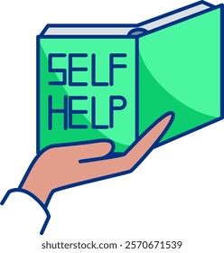 Self-help books Icon - Lineal Color Style - Social Anxiety Theme