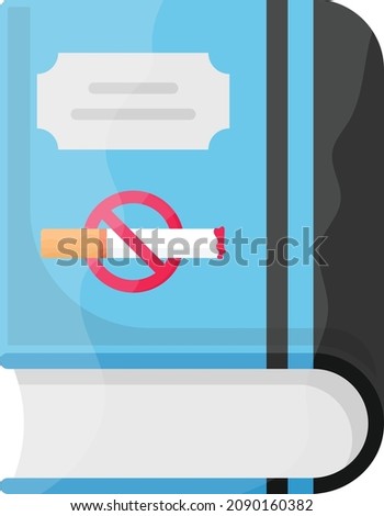 self-help to get rid of smoking habit Concept, Book or literature antismoking Vector color Icon Design, No Tobacco day Symbol, Quit smoking Sign, Cigarette or Smoker Stock Illustration