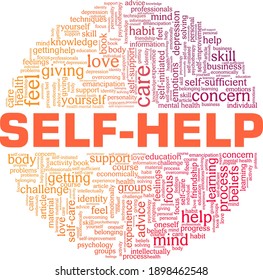Self-help vector illustration word cloud isolated on a white background.