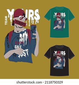 Selfi Design Black and Green T-Shirt