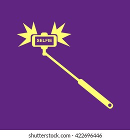 Selfi stick with flash.Vector icon.