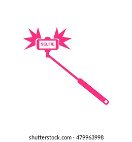 
Selfi stick with flash.Vector icon.