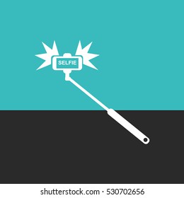 Selfi stick with flash.Vector icon.