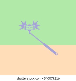 
Selfi stick with flash.Vector icon.