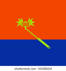
Selfi stick with flash.Vector icon.