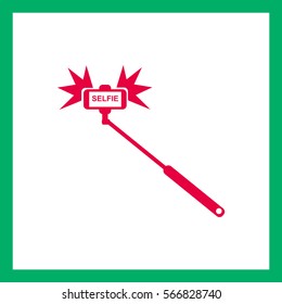 
Selfi stick with flash.Vector icon.
