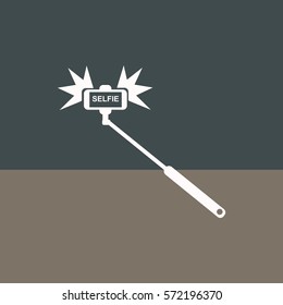 
Selfi stick with flash.Vector icon.