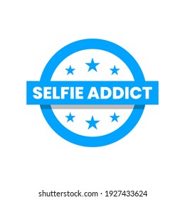 Selfie Addict Icon Label Badge Sticker Sign Design Vector