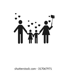 selfie children illustration over color background