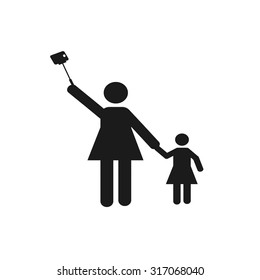 selfie children illustration over color background