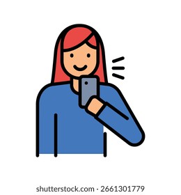 Icono de línea de color selfie. Elemento aislado de Vector. Trazo editable.