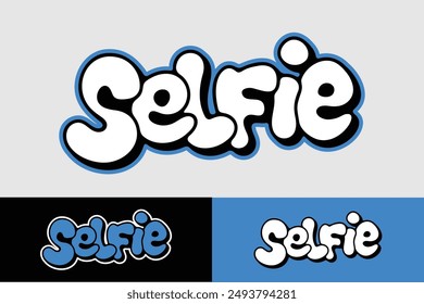 Selfie colorful lettering vector typography with hand drawn style for concept and design of sticker, t-shirt, apparel, poster, card, printing, wallpaper
