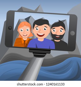 Selfie concept background. Cartoon illustration of selfie vector concept background for web design