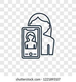 Selfie concept vector linear icon isolated on transparent background, Selfie concept transparency concept in outline style