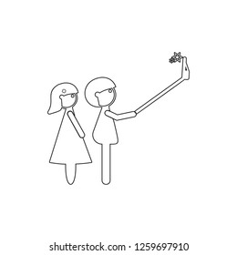 selfie couple in love icon. Element of cyber security for mobile concept and web apps icon. Thin line icon for website design and development, app development