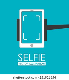 Selfie design over blue background, vector illustration.