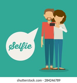 Selfie design over green background, vector illustration