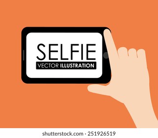 Selfie design over orange background, vector illustration.