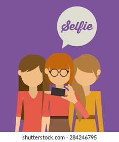 Selfie design over purple background, vector illustration