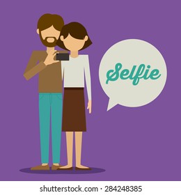 Selfie design over purple background, vector illustration