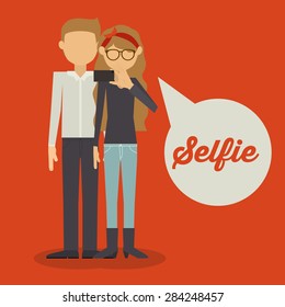 Selfie design over red background, vector illustration