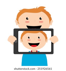 Selfie design over white background, vector illustration.
