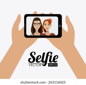 Selfie design over white background, vector illustration.