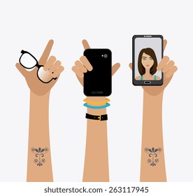 Selfie design over white background, vector illustration.