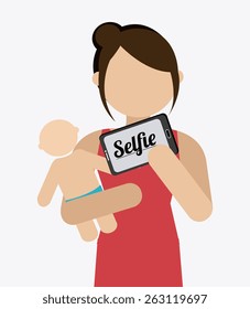 Selfie design over white background, vector illustration.