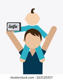 Selfie design over white background, vector illustration.
