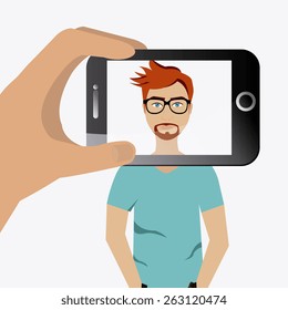 Selfie design over white background, vector illustration.