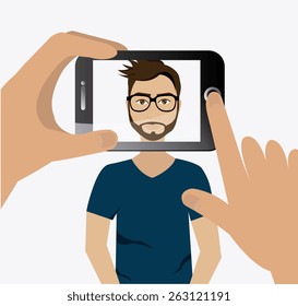 Selfie design over white background, vector illustration.