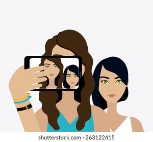 Selfie design over white background, vector illustration.