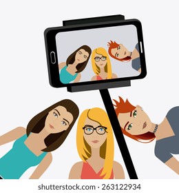 Selfie design over white background, vector illustration.