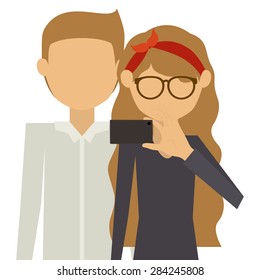 Selfie design over white background, vector illustration