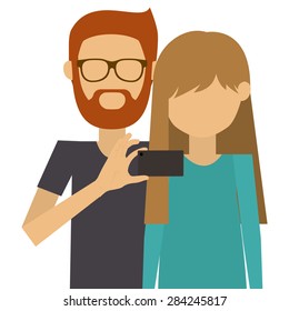 Selfie design over white background, vector illustration